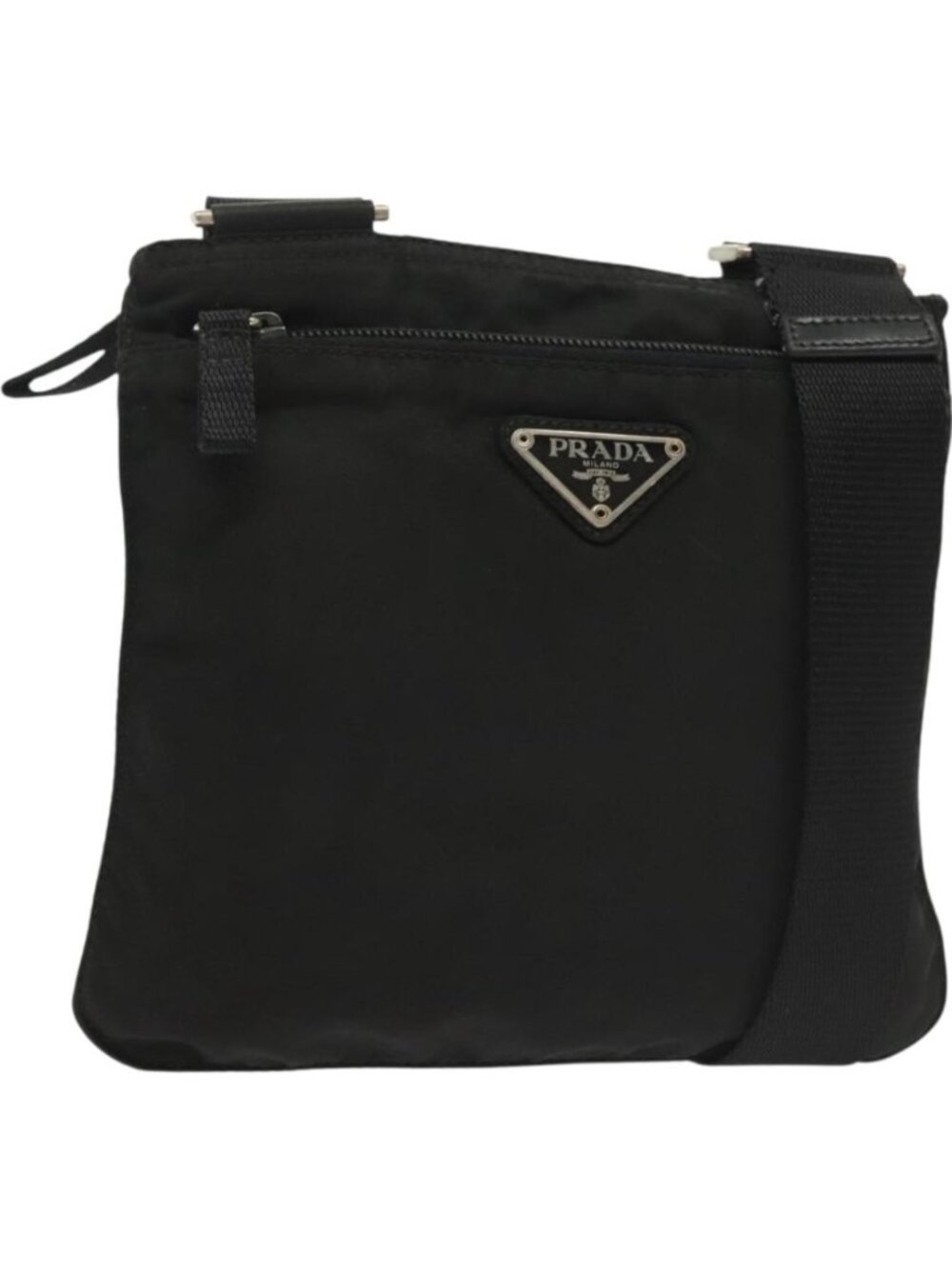 PRADA Shoulder Bag Nylon Black Silver